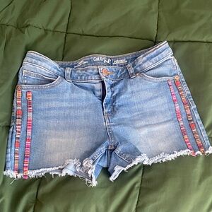 Cat & Jack Light Blue Jean Shorts with Colorful Stripes